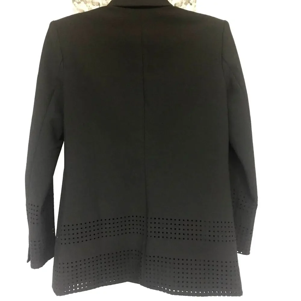 Elizabeth and‎ James Black Laser Cut Detail Blazer Jacket Womens Size 0